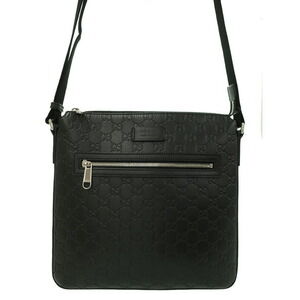 GUCCI Signature Guccissima Leather Messenger Crossbody Bag Black